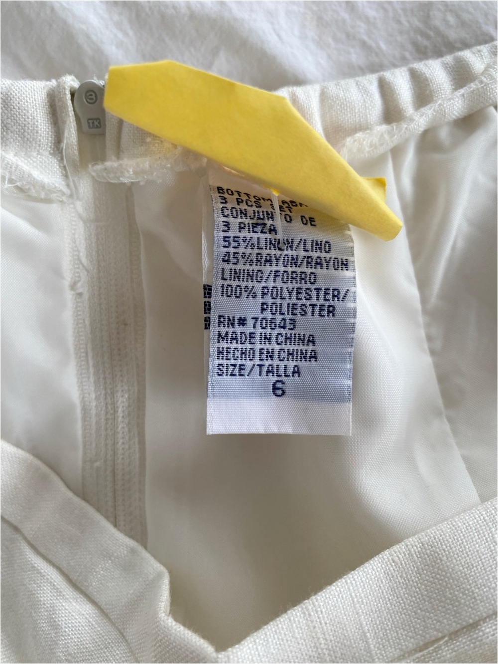 Vintage 90s White Linen Blend High Rise Straight Leg Pants Modern Small - Picture 5 of 12